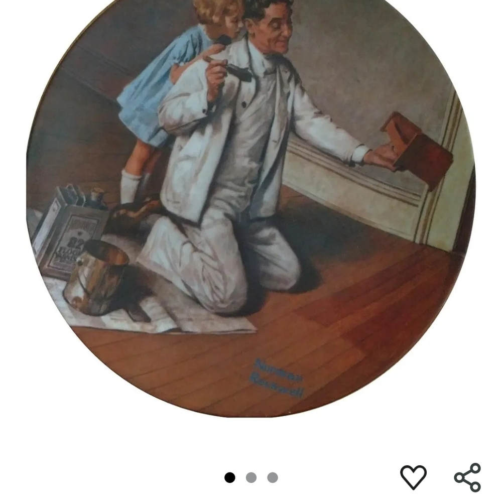 Norman Rockwell Art Plate with Blue and Brown Tones